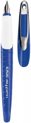 Stilou My.Pen Herlitz, penita L pentru stangaci, albastru/alb